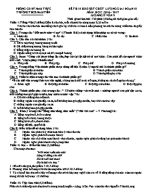 Đề khảo sát chất lượng giai đoạn III môn Ngữ văn Lớp 9 - Năm học 2016-2017 - Trường THCS Nam Tiến (Có đáp án)
